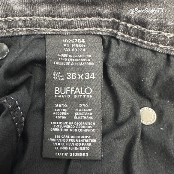 BUFFALO DAVID BITTON Driven-X Basic Straight Stretch Big & Tall Jeans - 36 x 34 - Picture 7 of 8
